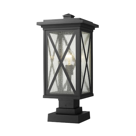 Brookside 1 Light Outdoor Pier Mounted Fixture, Black And Clear Seedy